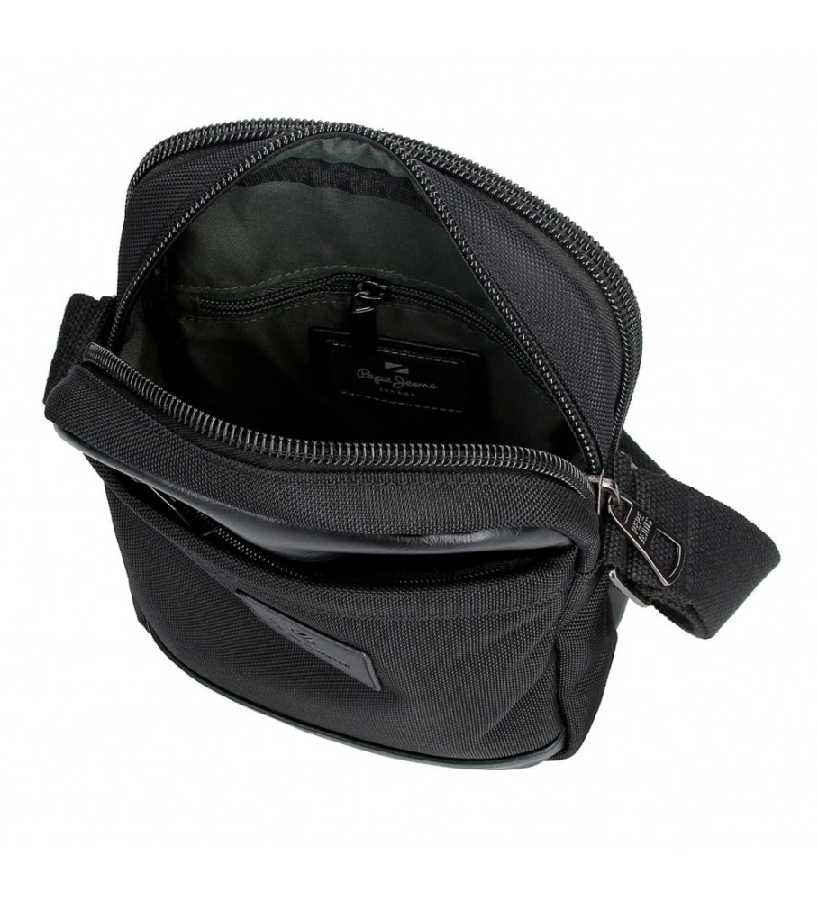 Bolsa de ombro Pepe Jeans Sander com dois compartimentos, preta