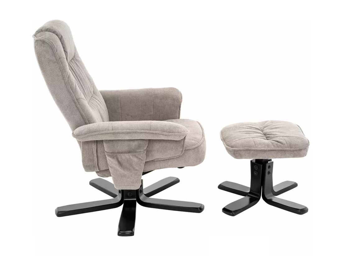 IDIMEX Fauteuil de Relaxation Charly avec Repose-Pieds pouf, siège pivotant et Dossier inclinable en tissu beige/noir