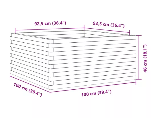 Jardinière bac lit surélevé bois marron 100 x 100 x 46 cm 02_0037258