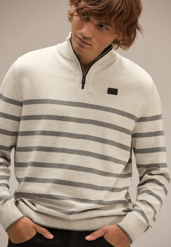 Troyer mit Streifenmuster - cream white