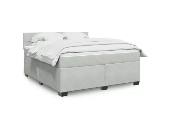 Sommier à lattes de lit et matelas Gris clair 180x200cm Velours