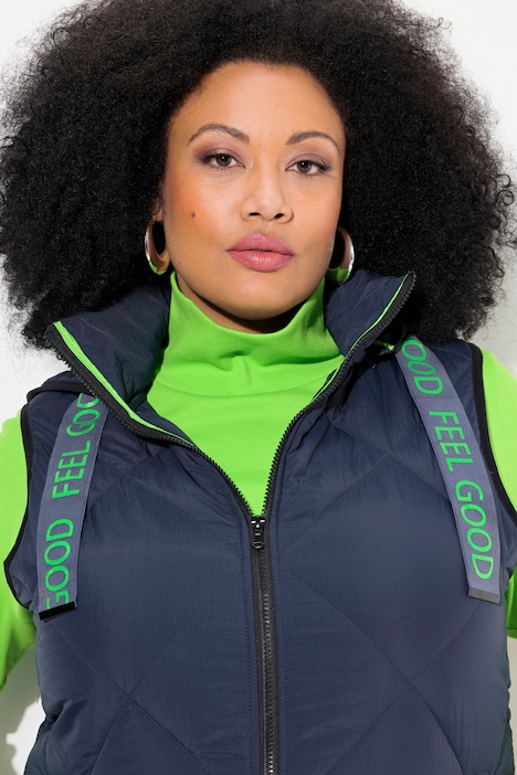 Steppweste, Stehkragen, Kapuze abnehmbar, 2-Wege-Zipper