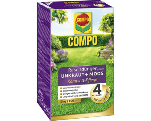 Compo gazonmeststof tegen onkruid en mos, 3 kg per 100 m²