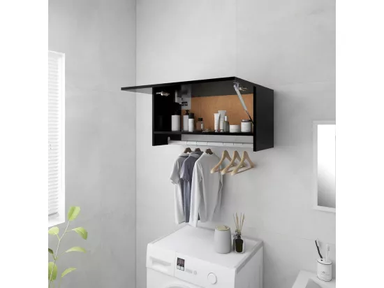 Garde-robe noir 70x32,5x35 cm bois d'ingénierie