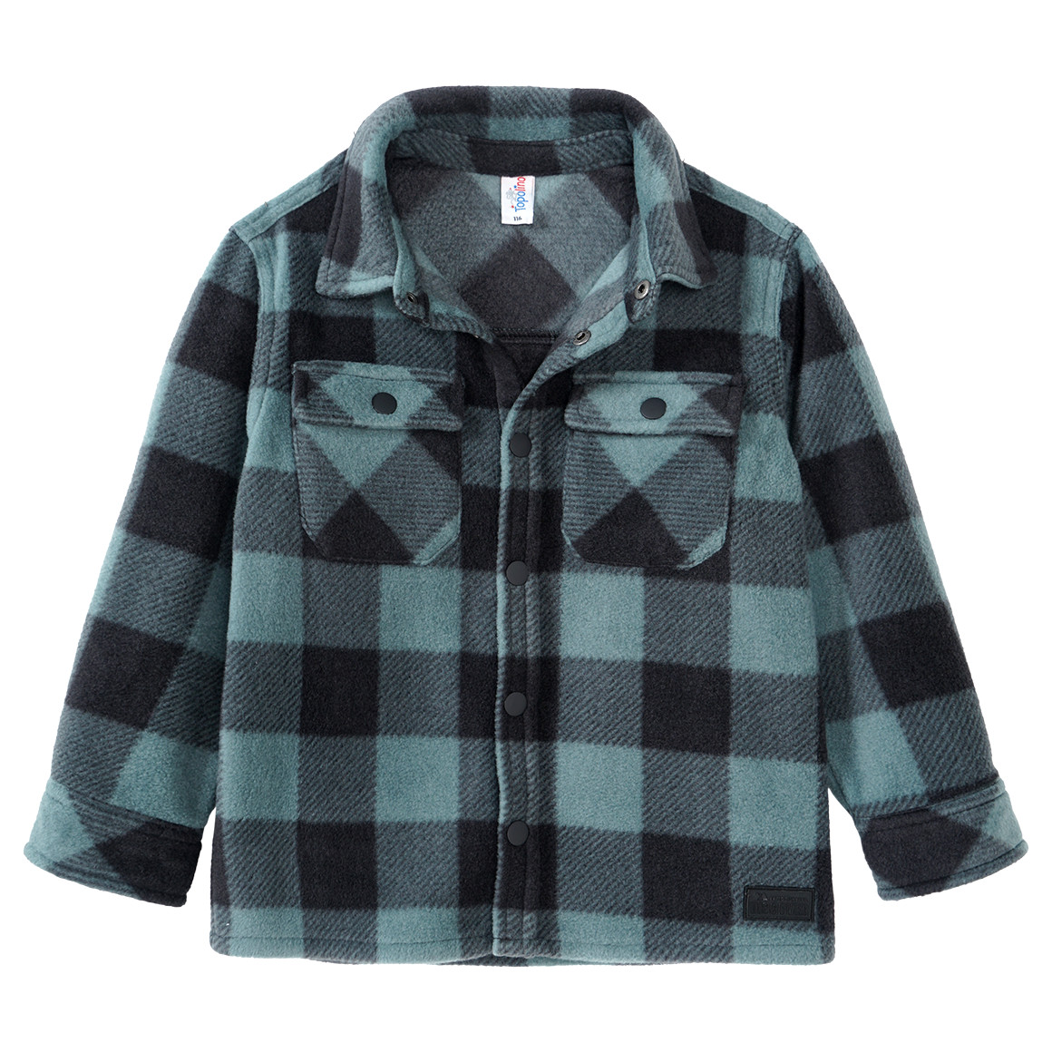 Topolino Jungen Fleece-Hemd mit Kentkragen oliv / grau