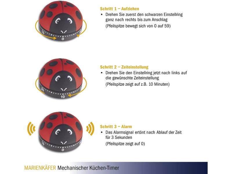 TFA Dostmann Küchentimer Marienkäfer Rot/Schwarz Timer für die Küche in Marienkäfer Design