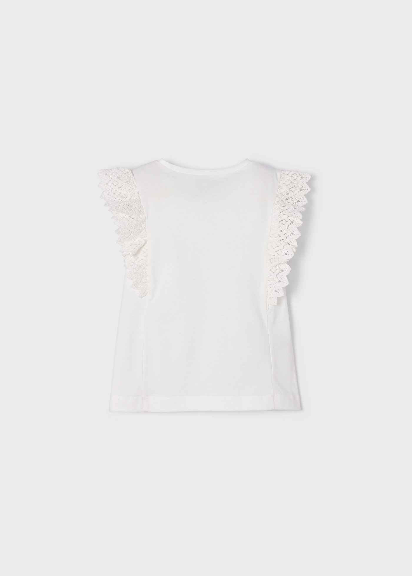 Camiseta de algodão de manga curta com babados para meninas