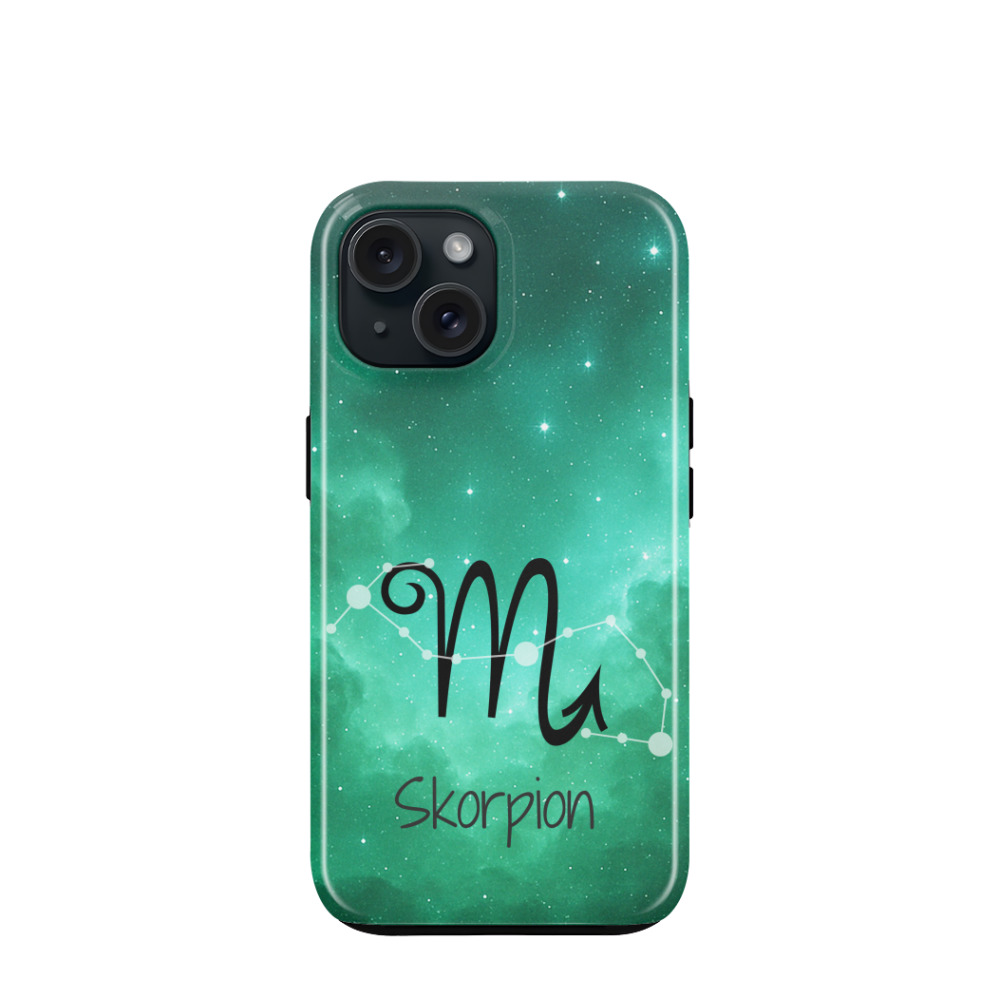 iPhone 15 Hybrid (Kunststoff / Gummi) Hülle Skorpion 2 - Grün