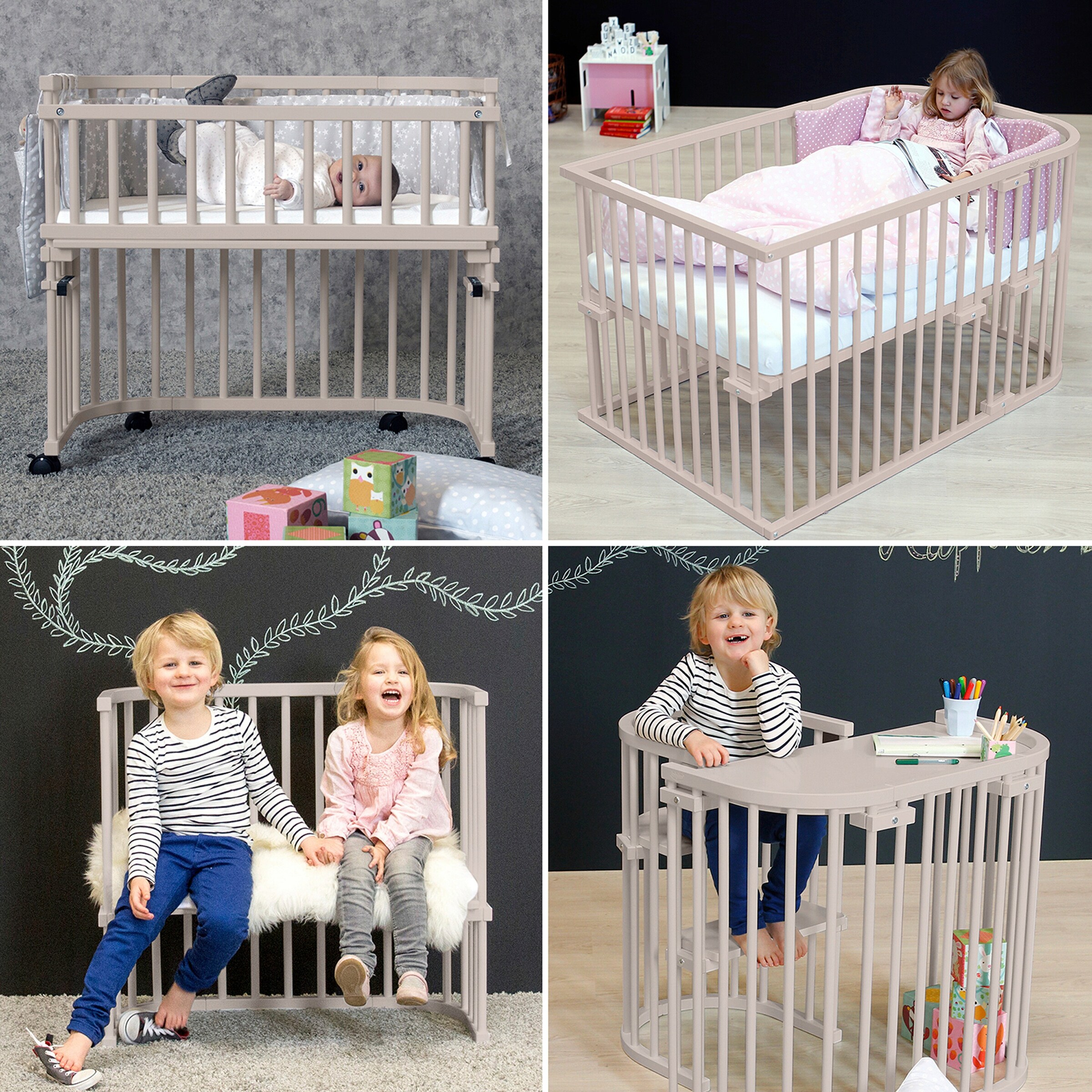 babybay® Beistellbett Maxi Comfort Plus 89x51 cm beige lackiert