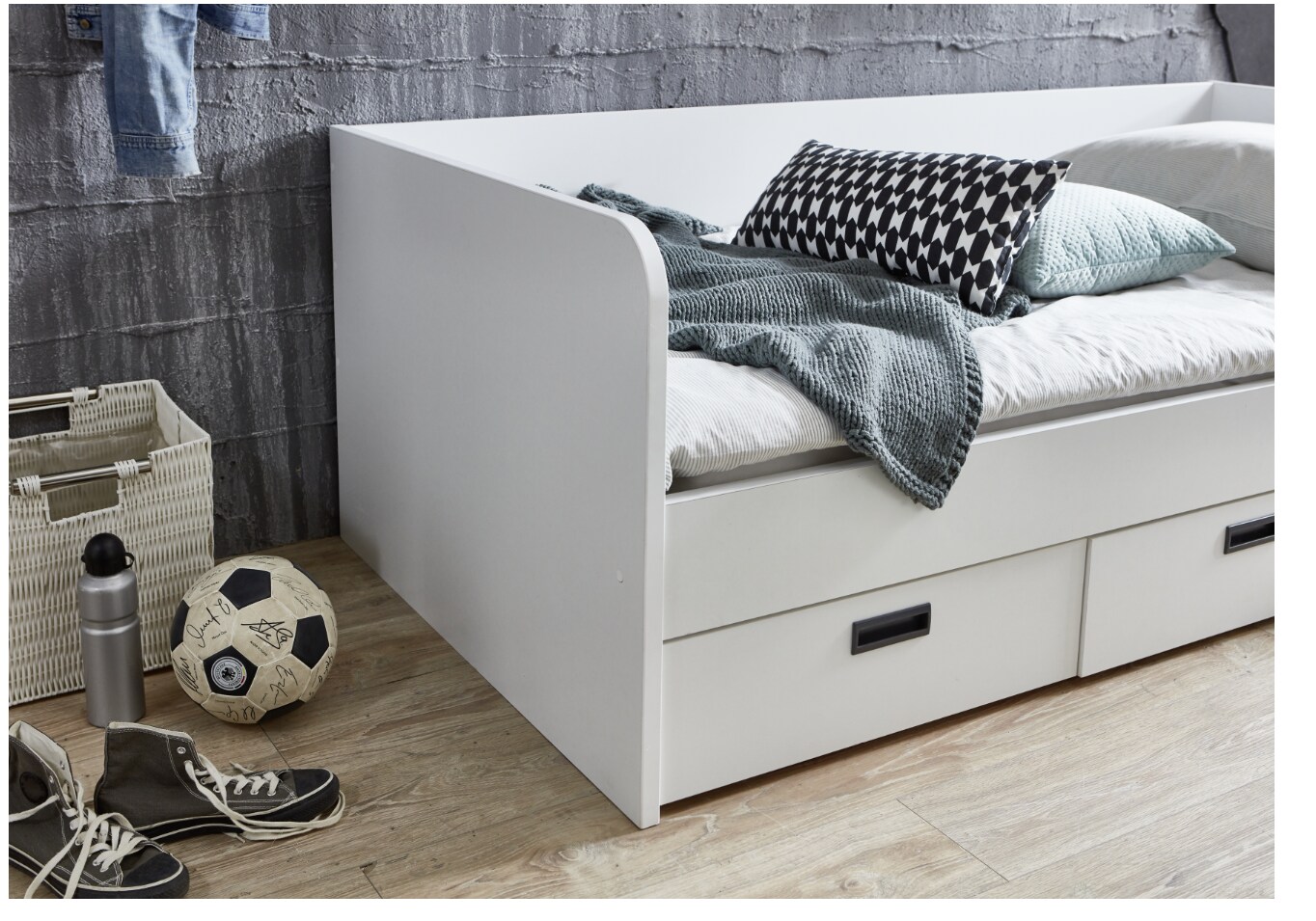 Relita Funktionsbett Bianca 90 x 200 auf 180 x 200 cm ausziehbar, Ausf. Spanplatte weiß Dekor