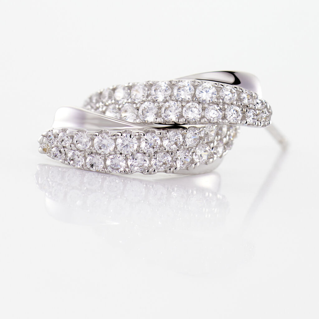 Boucles D'oreilles Puces Aglae Or Blanc Oxyde De Zirconium