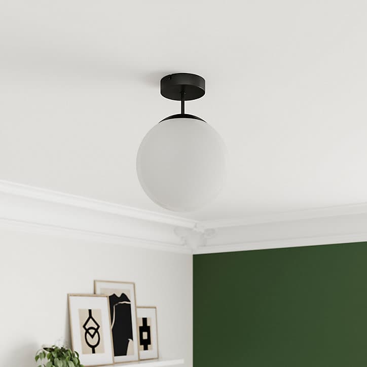 Plafonnier E27 13W GoodHome Lognes noir mat l.25 x H.35 x P.25 x Ø25 cm