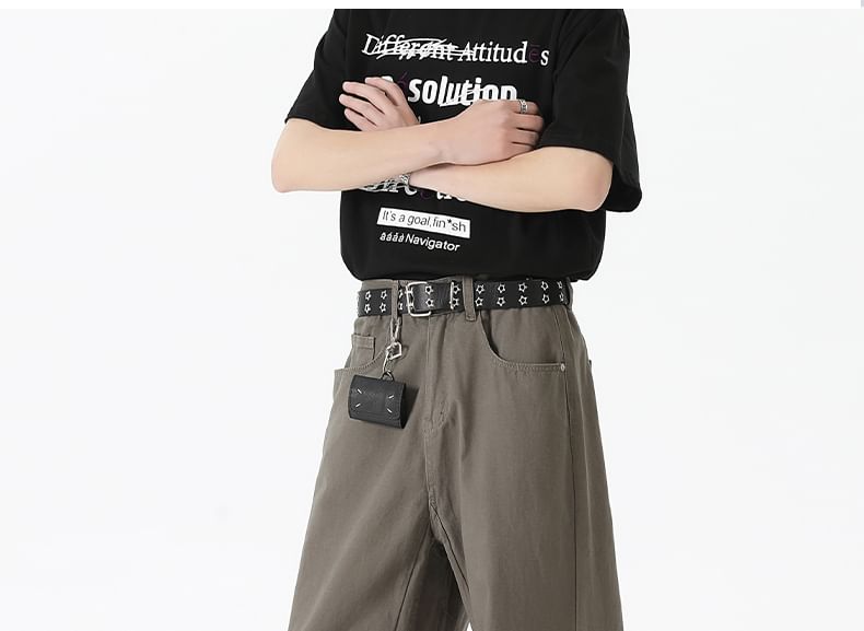 AXEN - Mid Rise Plain Loose Fit Jeans