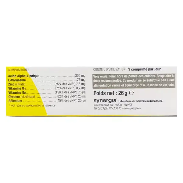 Synergia Glycontrol 30 comprimés