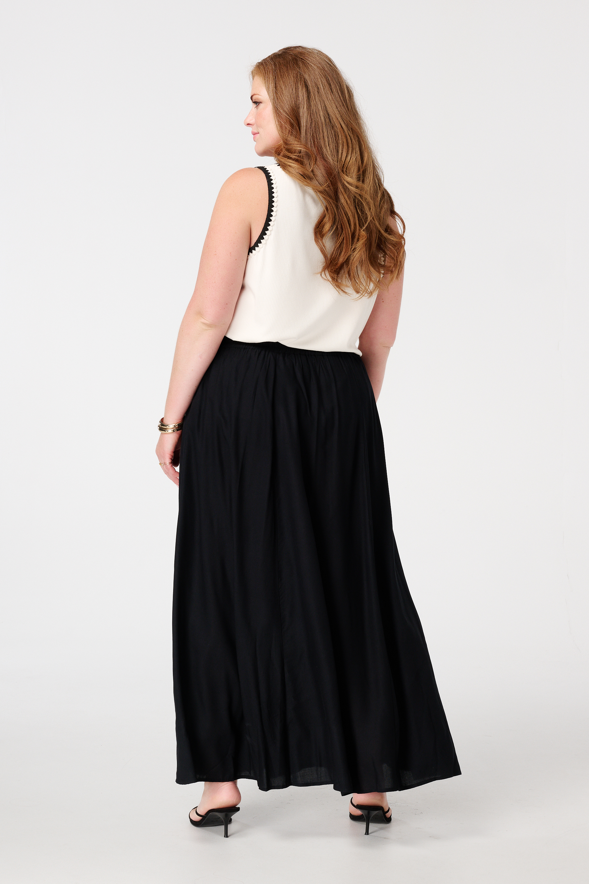 Maxi rok met elastische taille Zwart