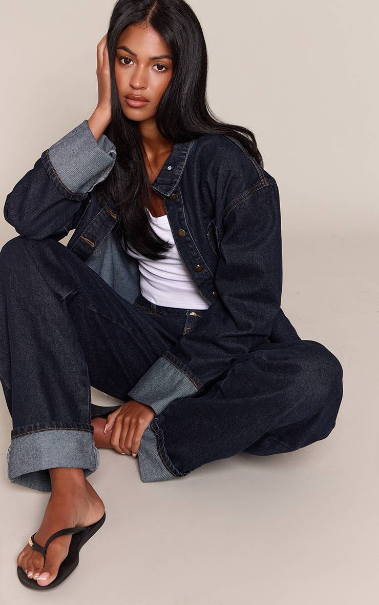 Raw Indigo Jean Barrel Tall À Revers Large