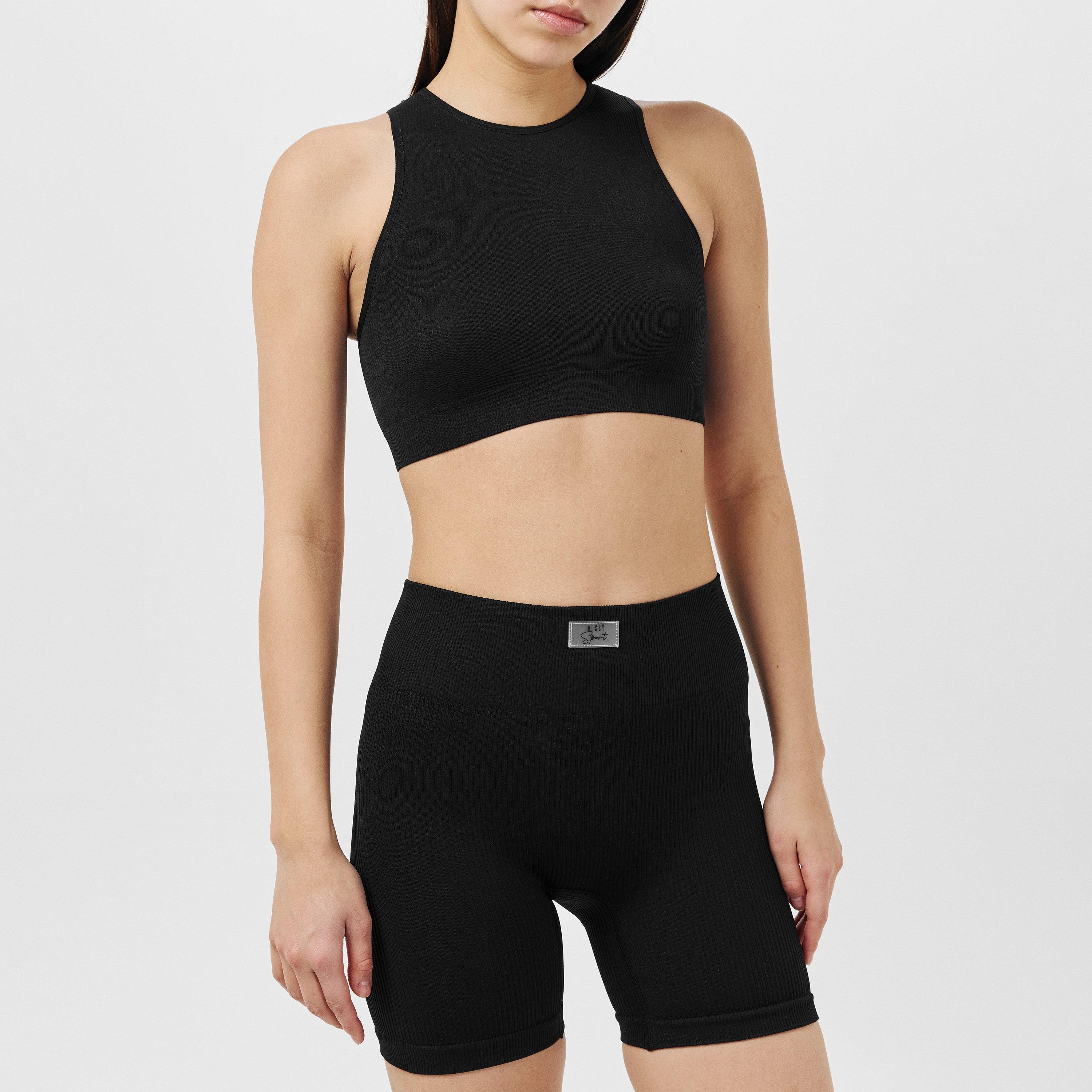 Missy Empire Seamless Ribbed Racer Crop Top Womens