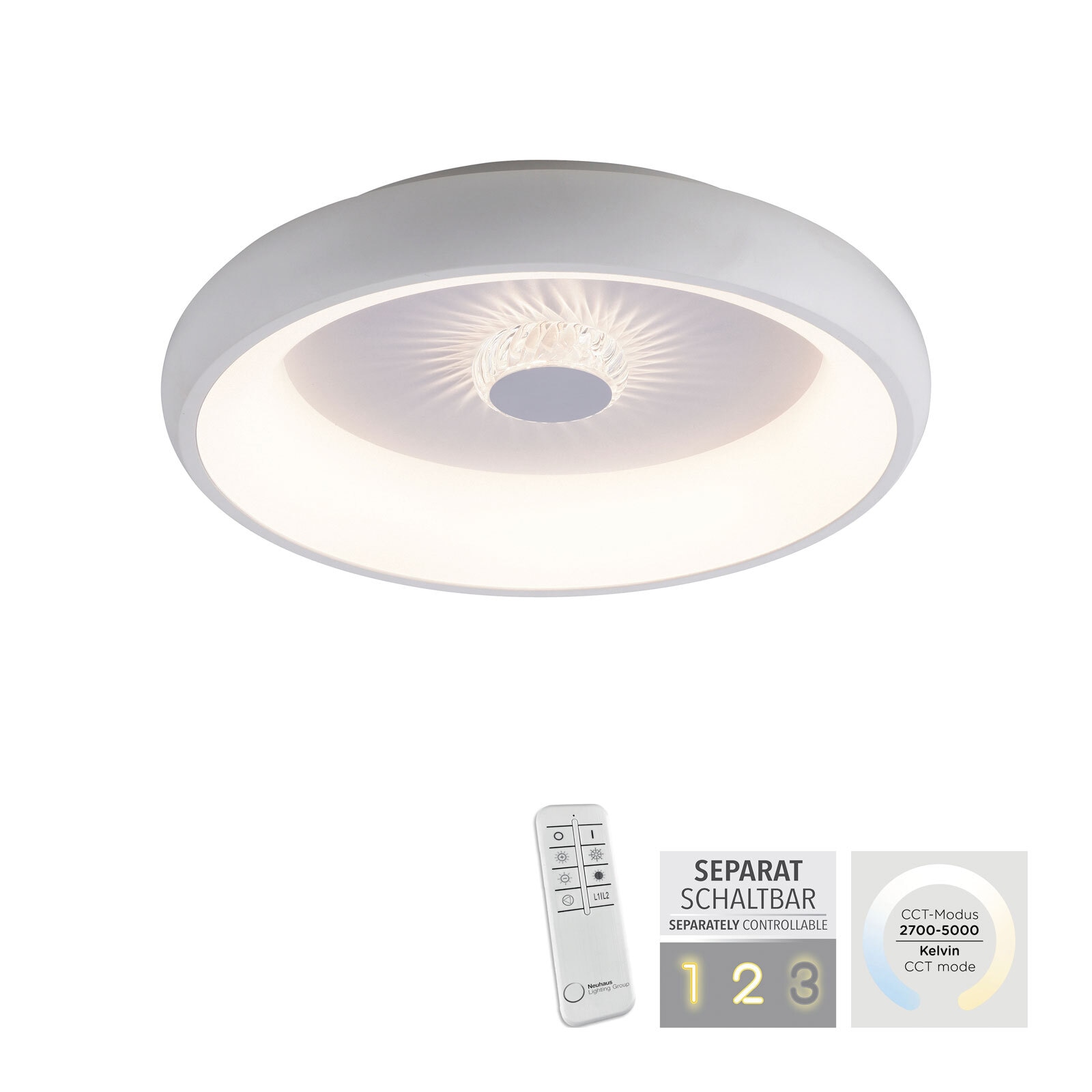 JUST LIGHT LED Deckenlampe VERTIGO 46 cm weiß