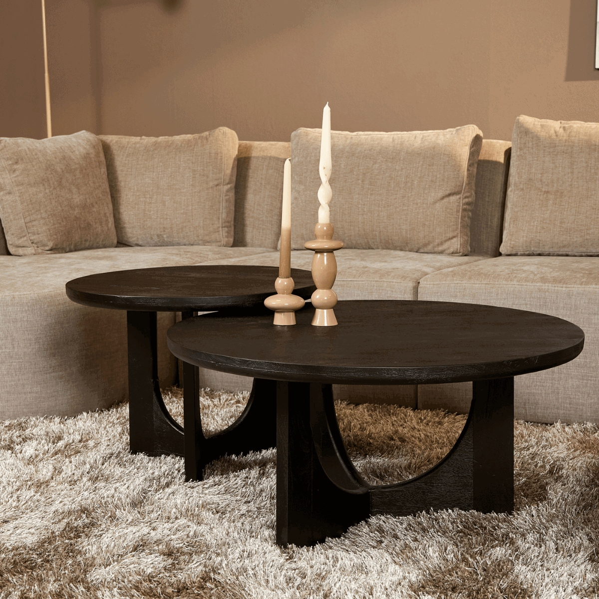 StarFurn - Salontafel Rond Zwart Hout - 80x80x40cm - Guus