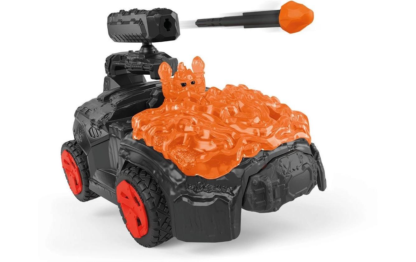 Spielfigurenset Lava-Crashmobil mit Mini CreatureFahrzeug mit Rückziehmotor und schwenkbarer Schusswaffe