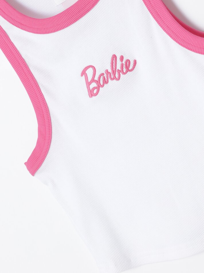 Top cropped Barbie - Rosa/Branco