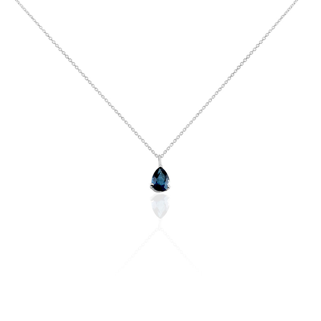Collier Goutte Or Blanc Topaze