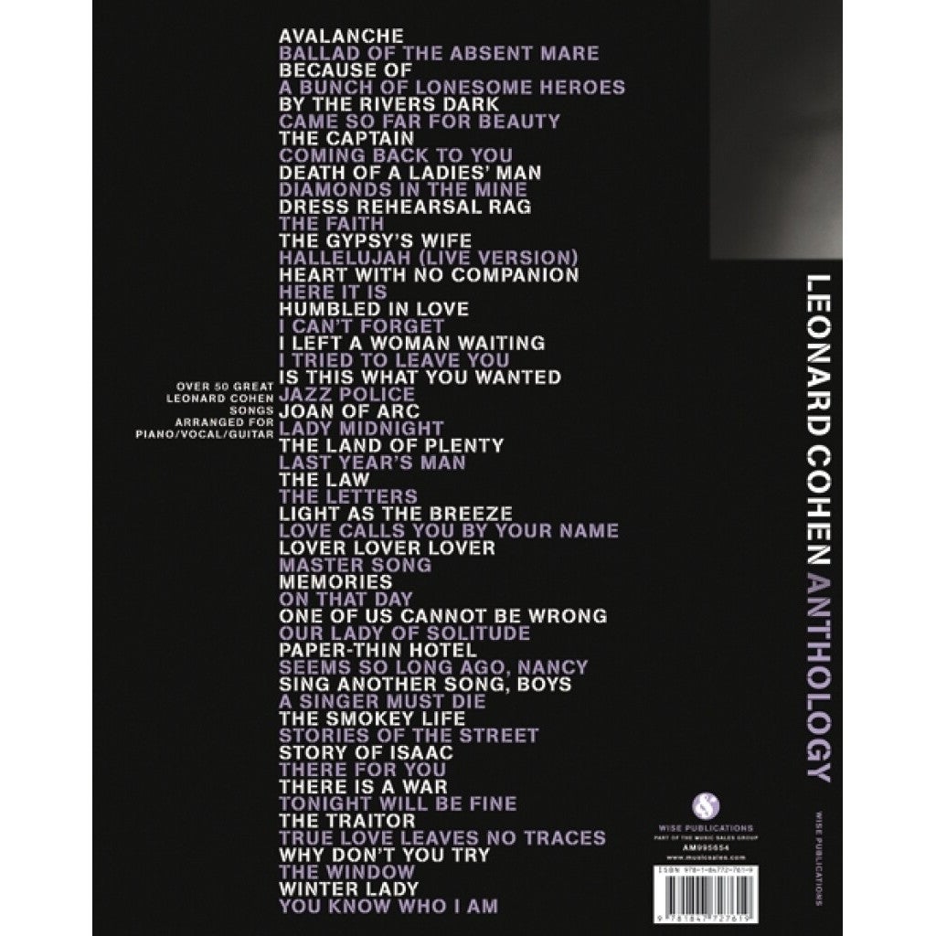 Wise Publications Leonard Cohen: Anthology voor piano, zang en gitaar