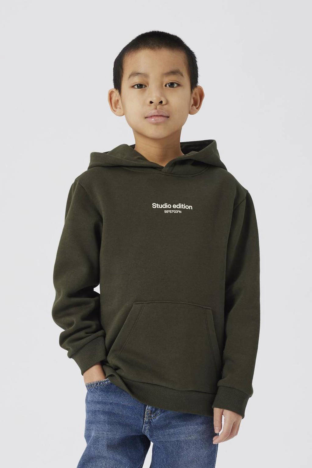 NAME IT hoodie met tekst groen