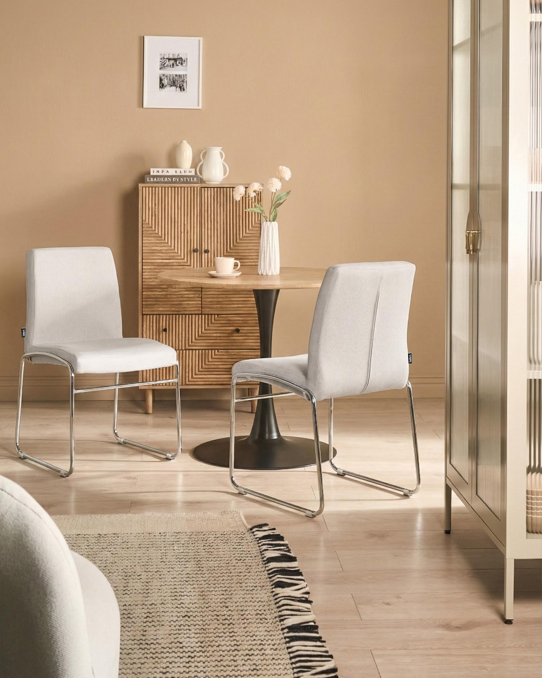 Set van 2 eetkamerstoelen LECCO Stof Lichtgrijs