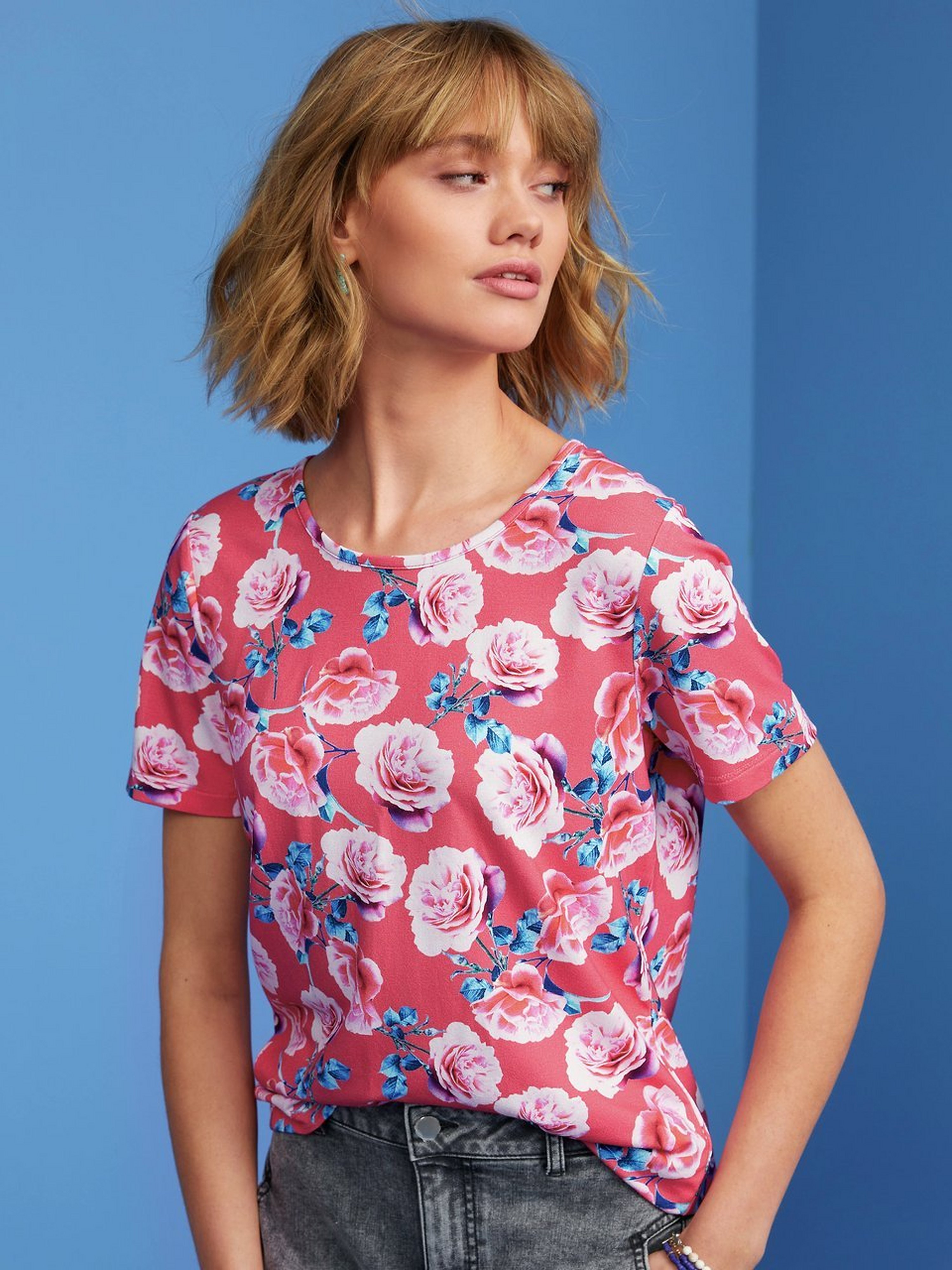 Rundhals-Shirt mit 1/2-Arm