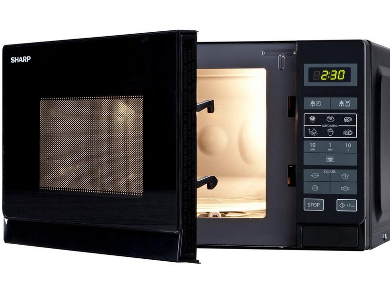 Sharp Mikrowelle R242BKW Schwarz Solo-Kompakt-Mikrowellengerät