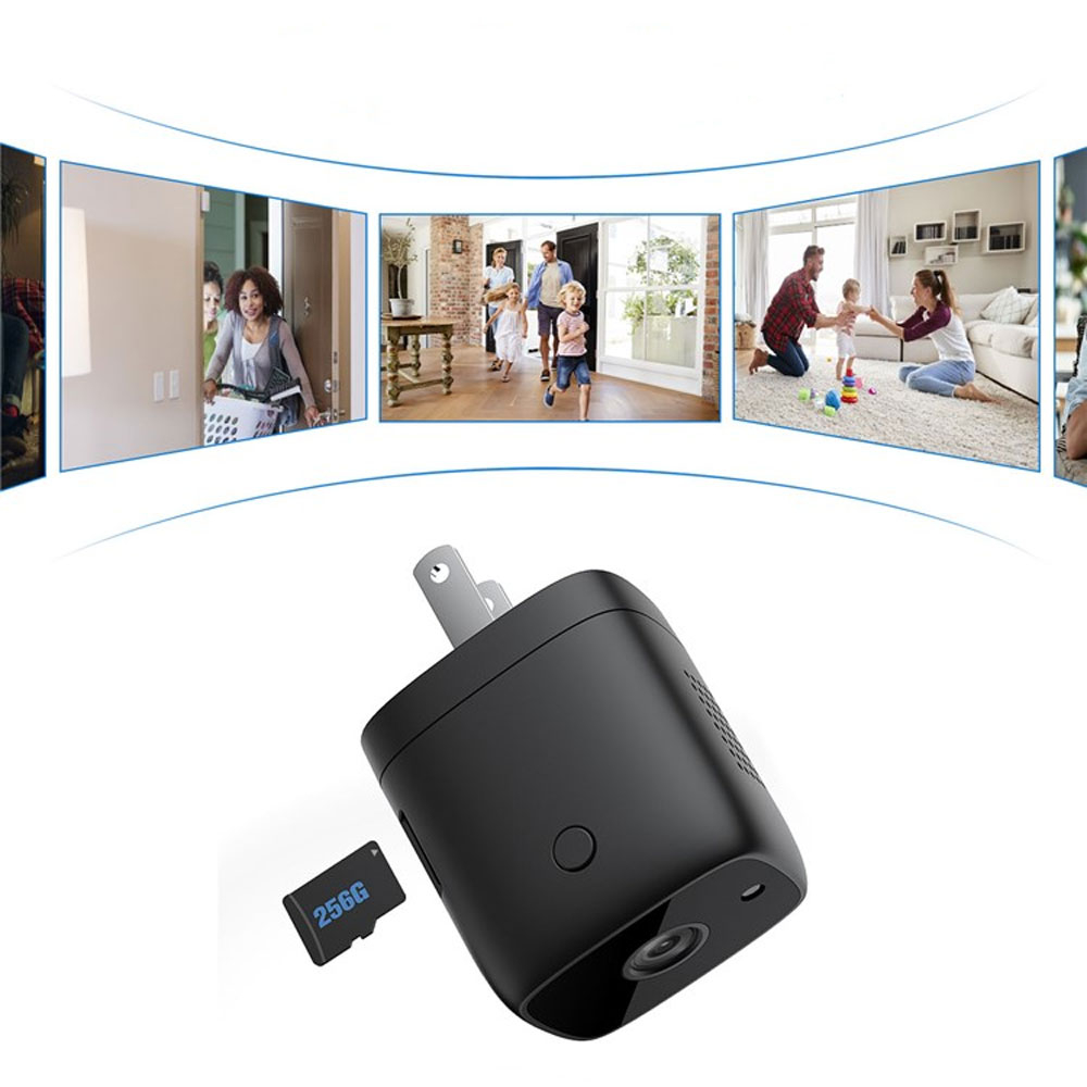 Netzteil mit integrierter Mini WiFi IP Kamera Full HD 1080p   Nachtsichtfunktion / Micro SD Kartenslot (iOS/Android) - Schwarz