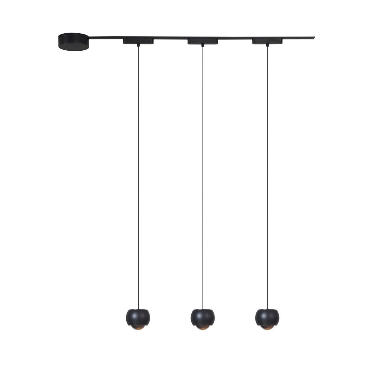 Modern railsysteem met 3 hanglampen zwart 1-fase - Magnetic Lance