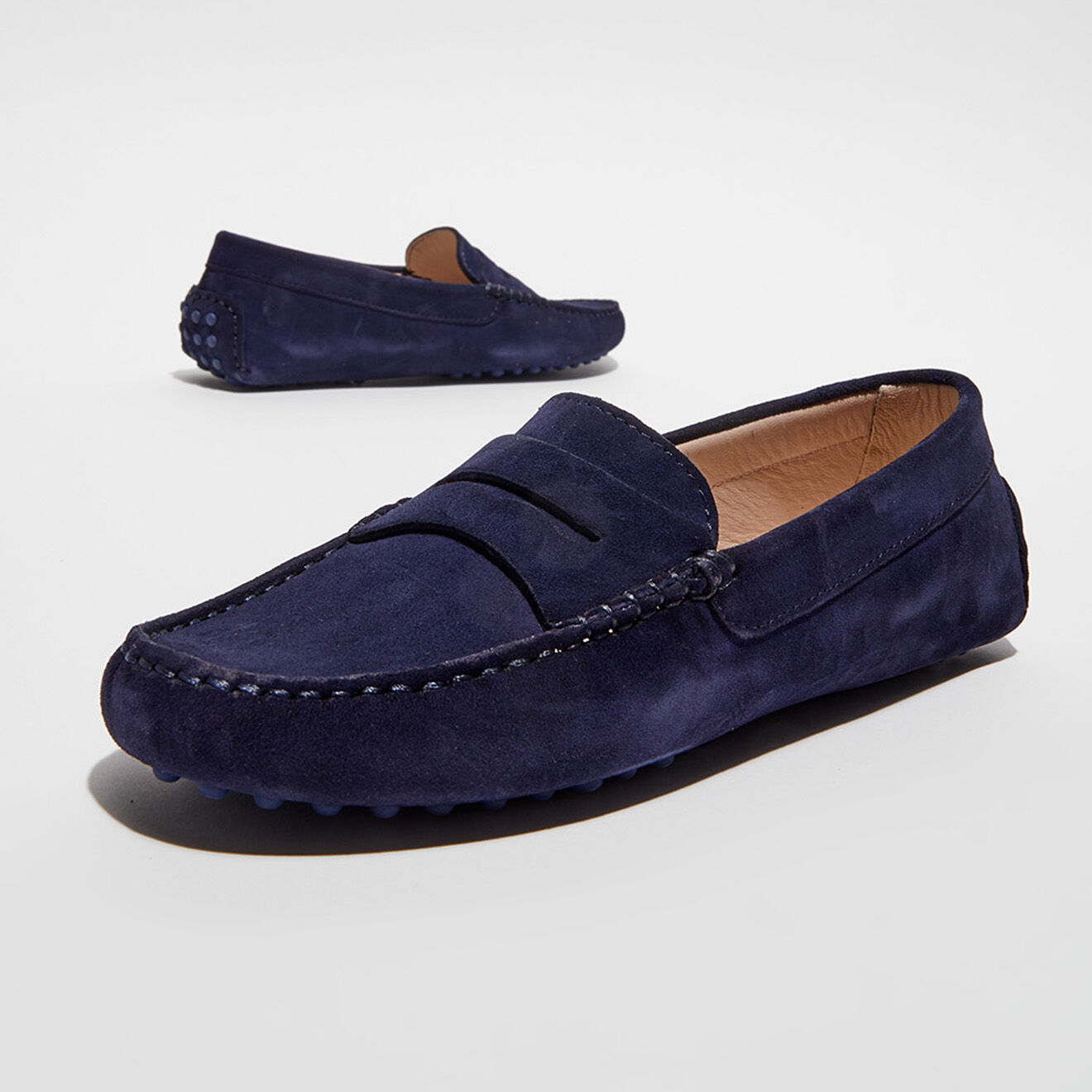 Loafers Mocassins en Velours de Cuir Jade marine