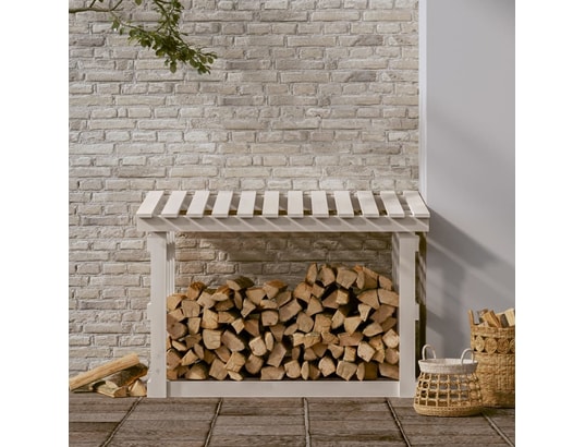 VIDAXL - Accessoires cheminée Support pour bois de chauffage blanc 108x64,5x77 cm bois de...