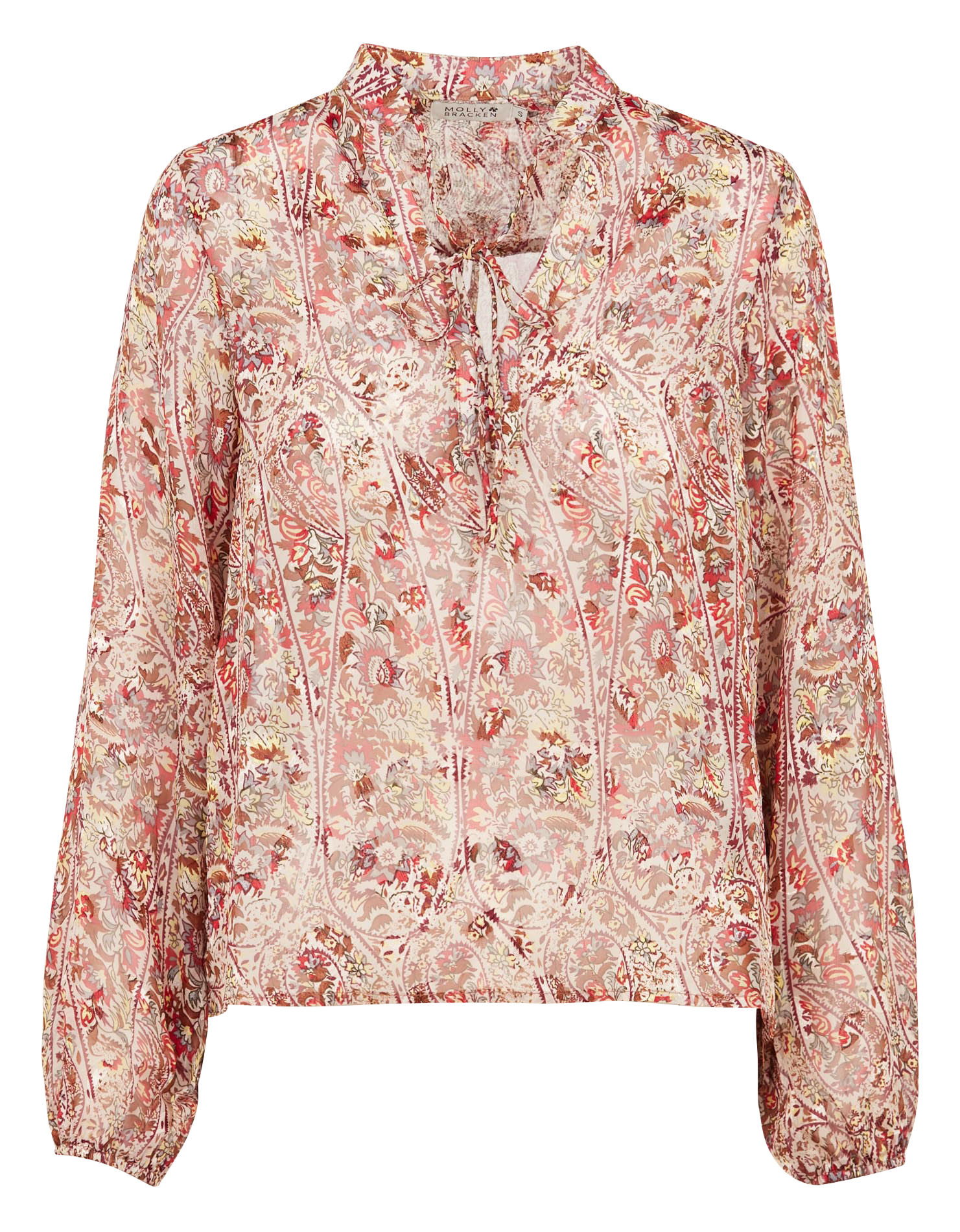 Top col tunisien imprimé floral| Beige