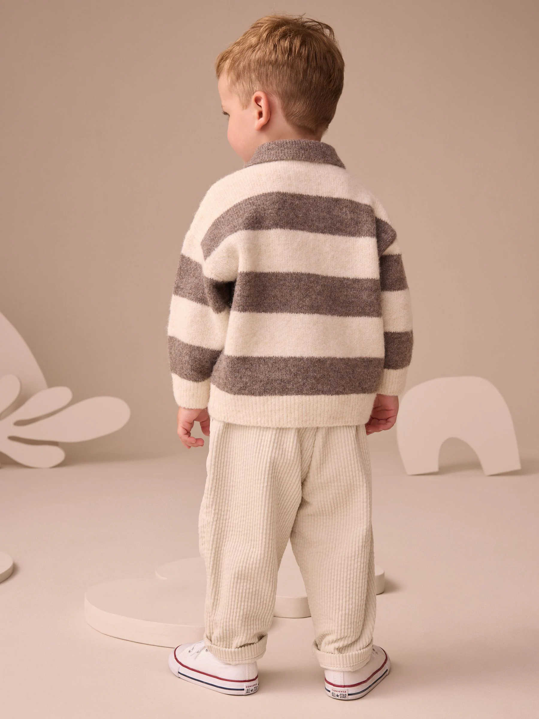 Ecru - Corduroy broek met textuur en aantrekkoord (3mnd-7jr)