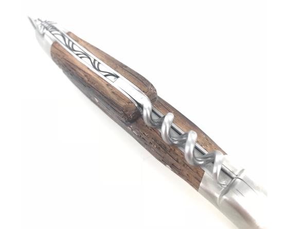 Laguiole Tradition 12 cm - 2 mitres - 2 pièces - Chêne de Barrique Couteau de Poche Forge de Laguiole