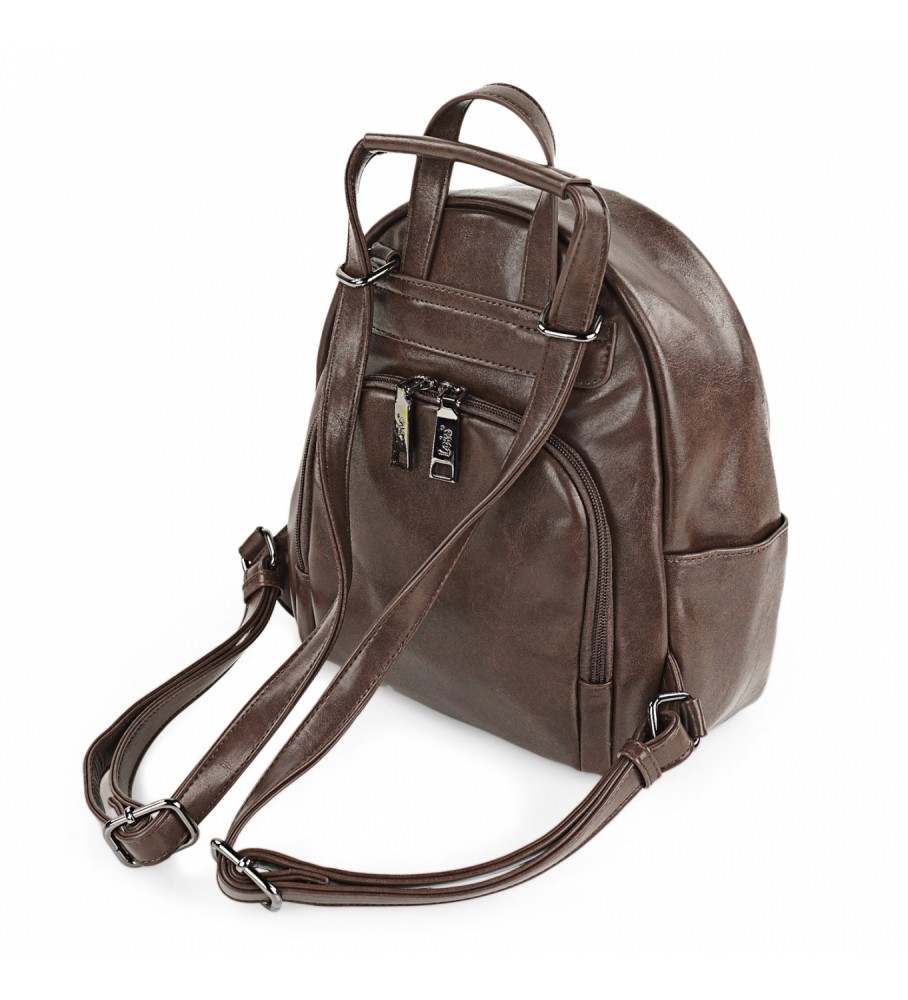 Mochila antifurto Lois marrom - 23x27x11cm -