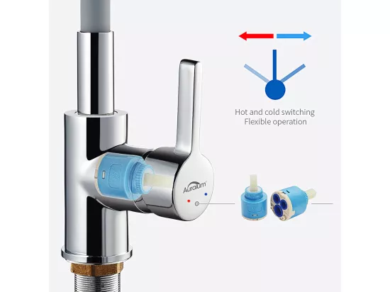 Mitigeur de Cuisine Flexible, Robinet Cuisine Pivotant à 360°, avec Tuyau en Silicone Flexible, Robinet Evier Eau à Chaude et Froide (Gris)