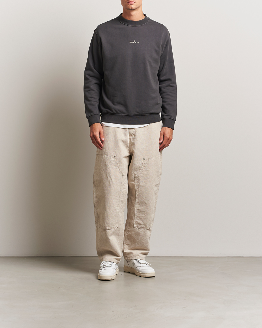 Stone Island Cotton Fleece Backprint Sweatshirt Lead Grey