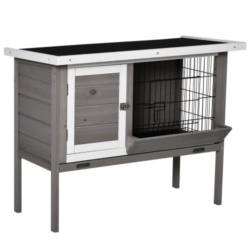 Gaiola de madeira para coelhos PawHut, para uso externo, com plataforma elevada.