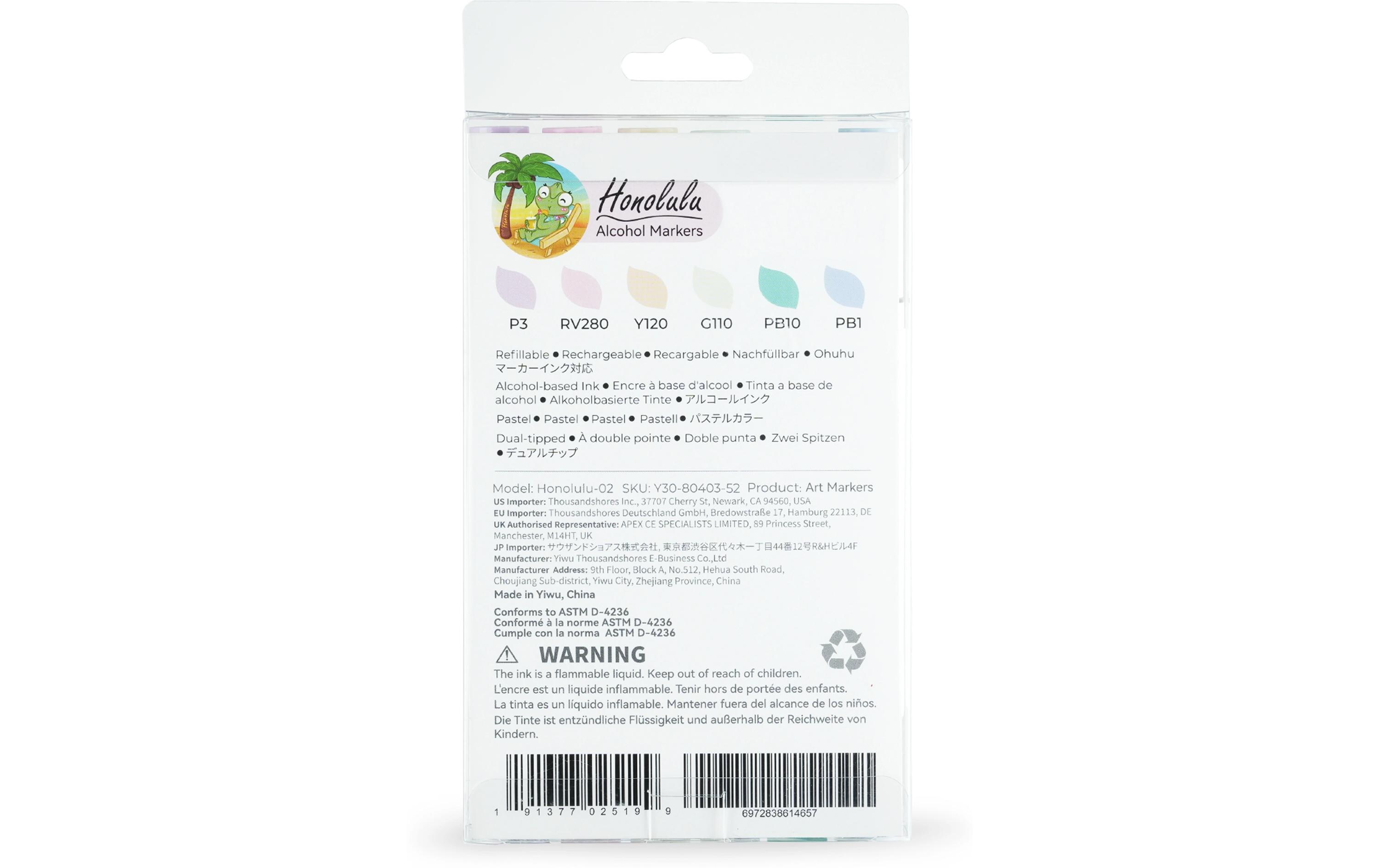 Permanent-Marker Honolulu Kunstmarker Pastellfarben 6 StückKunstmarker