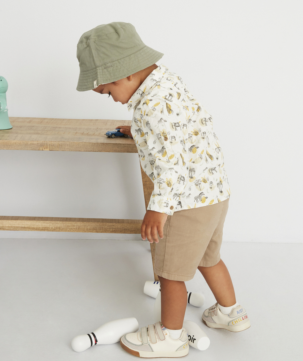 LE BERMUDA DROIT CAMEL EN COTON