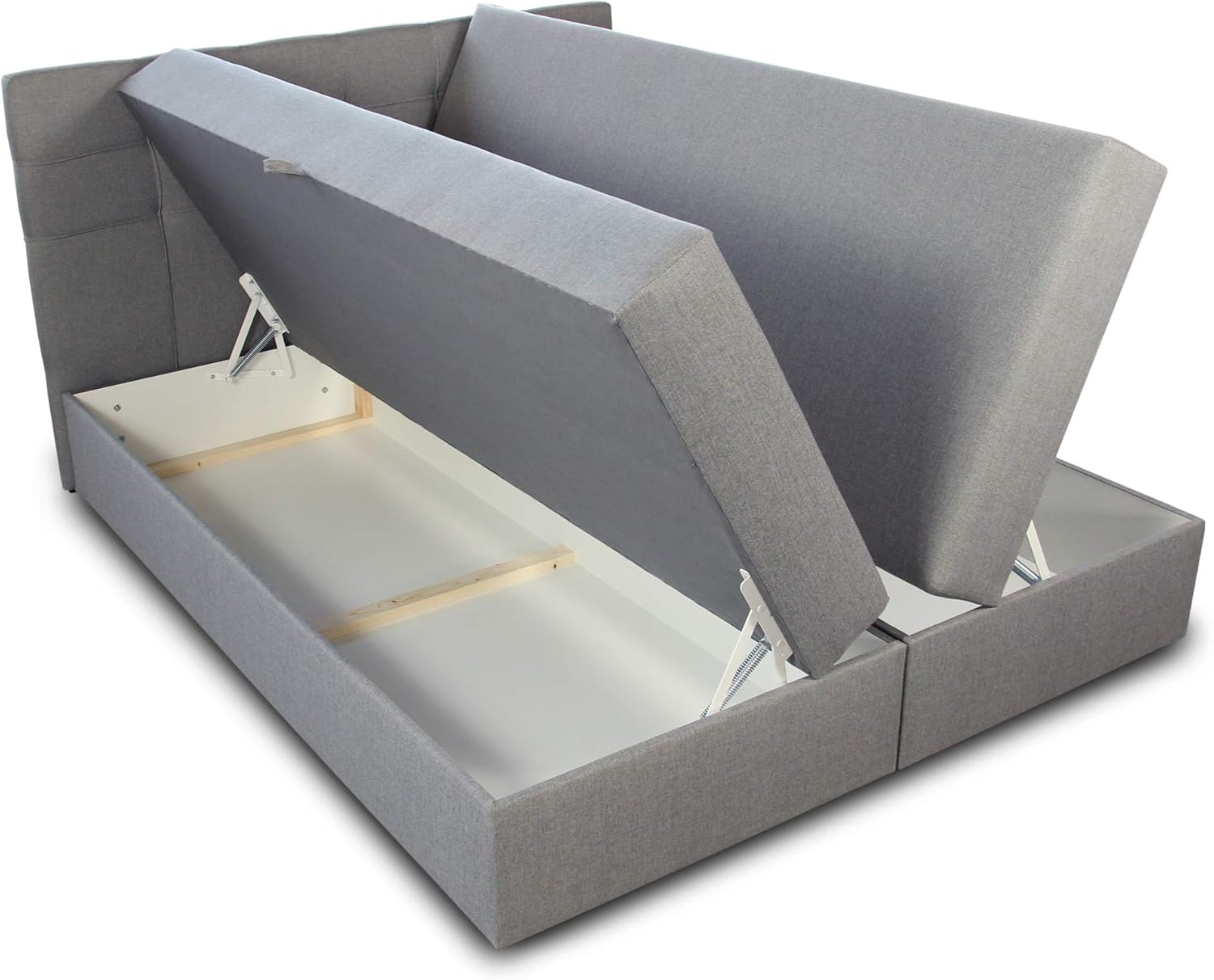 Sofnet Boxspringbett Best mit 2 Bettkästen, Doppelbett mit Bonell-Matratze und Topper, Polsterbett, Bett, Bettgestell, Stilvoll, Schlafzimmer (Beige (Inari 22), 180 x 200 cm)