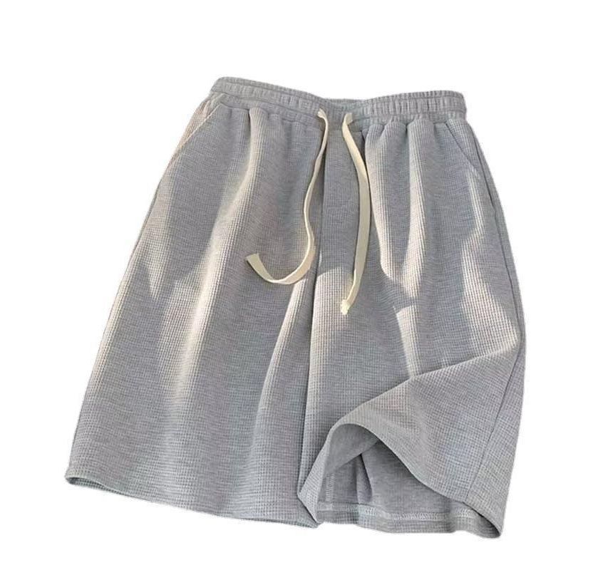 Lingaris - Mid Rise Plain Drawstring Shorts