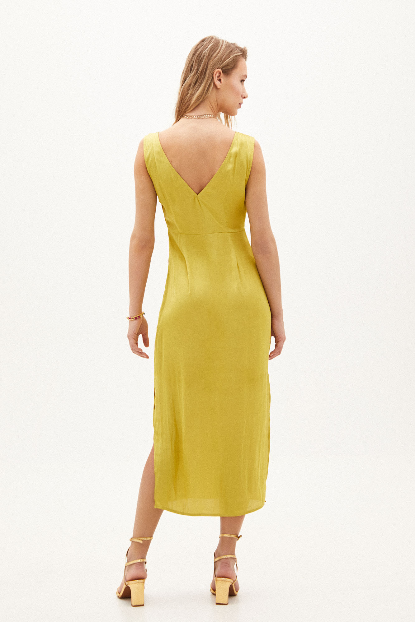 Vestido midi Flora em cetim - Estampado