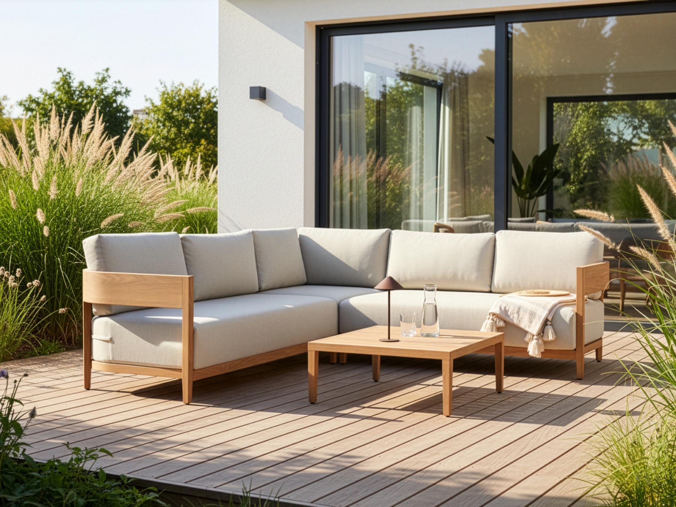 Tuin hoekloungeset met tafel 5-zits SAMPIERI linkszijdig Metaal Lichtbruin
