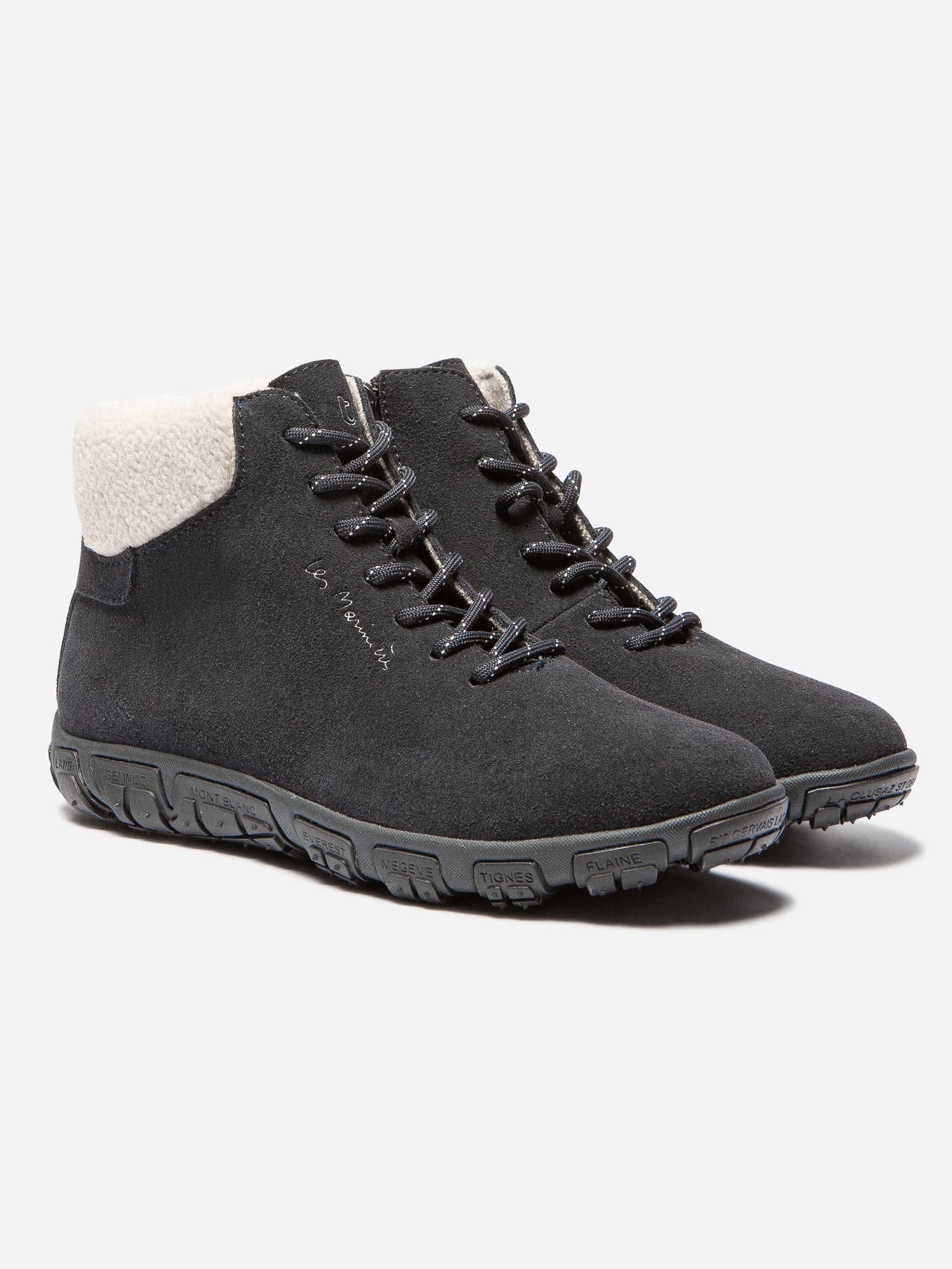 Boots Femme Doublée Feutrine Cuir Marine