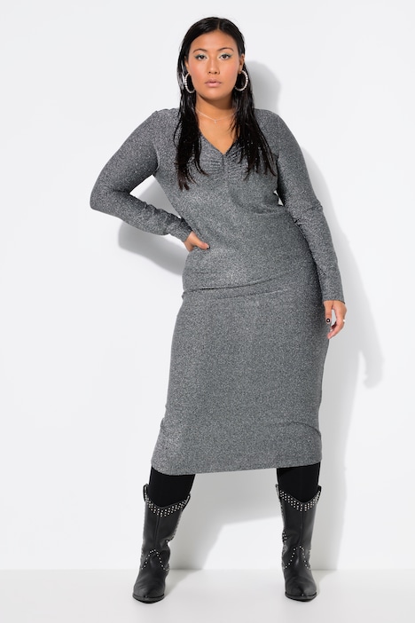 Midikleid, Glitzer, A-Line